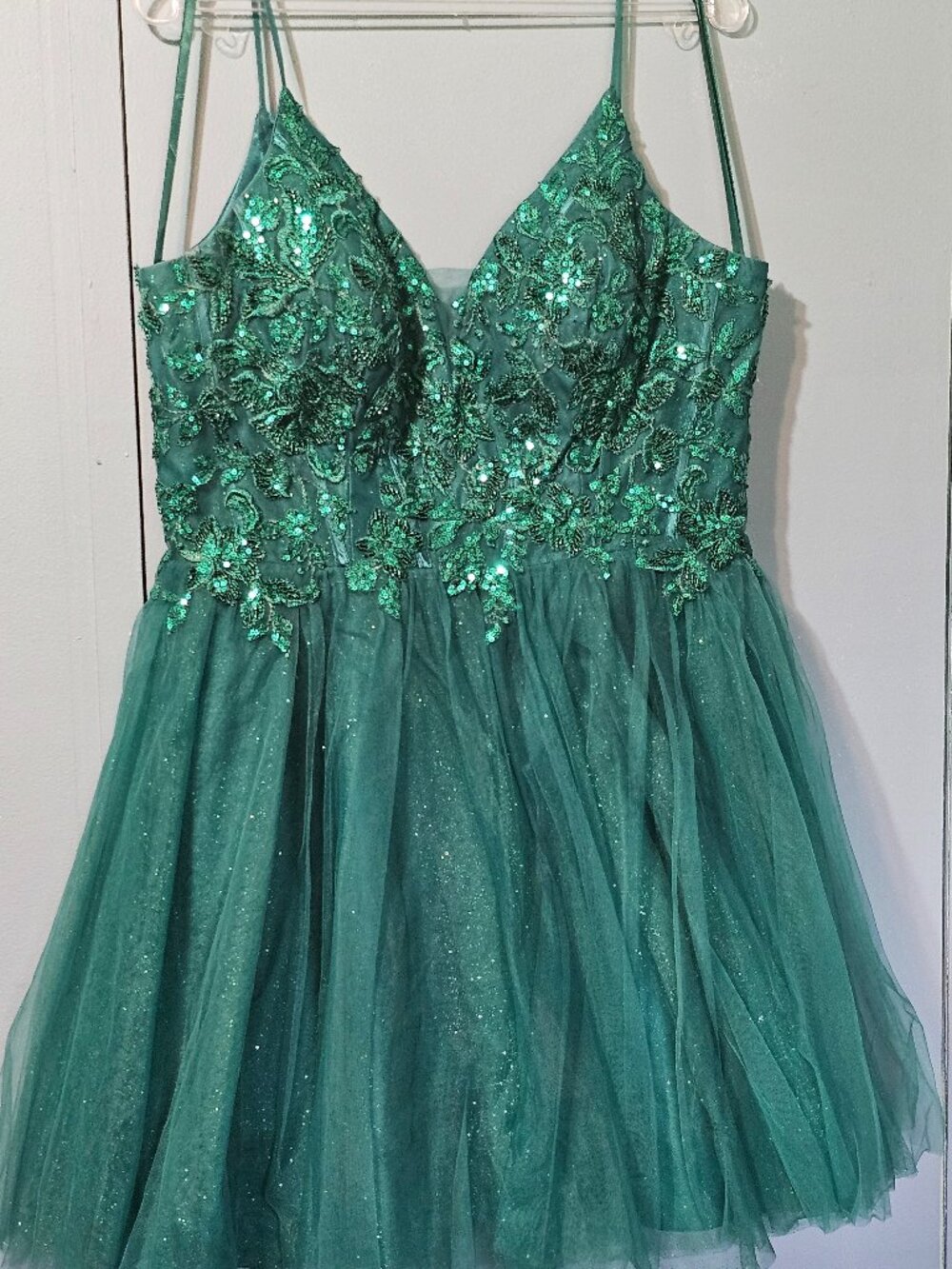 NOX Anabel Teal Emerald Sequin Lace Formal Gown Size 14